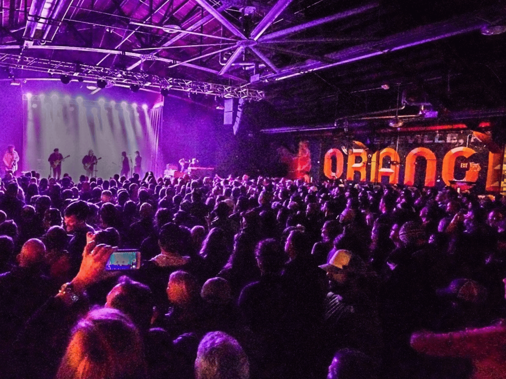 The Orange Peel Venue full of concert goers at a live rock show